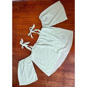 Bebe Bella tie shoulder cold shoulder top green large NWT
